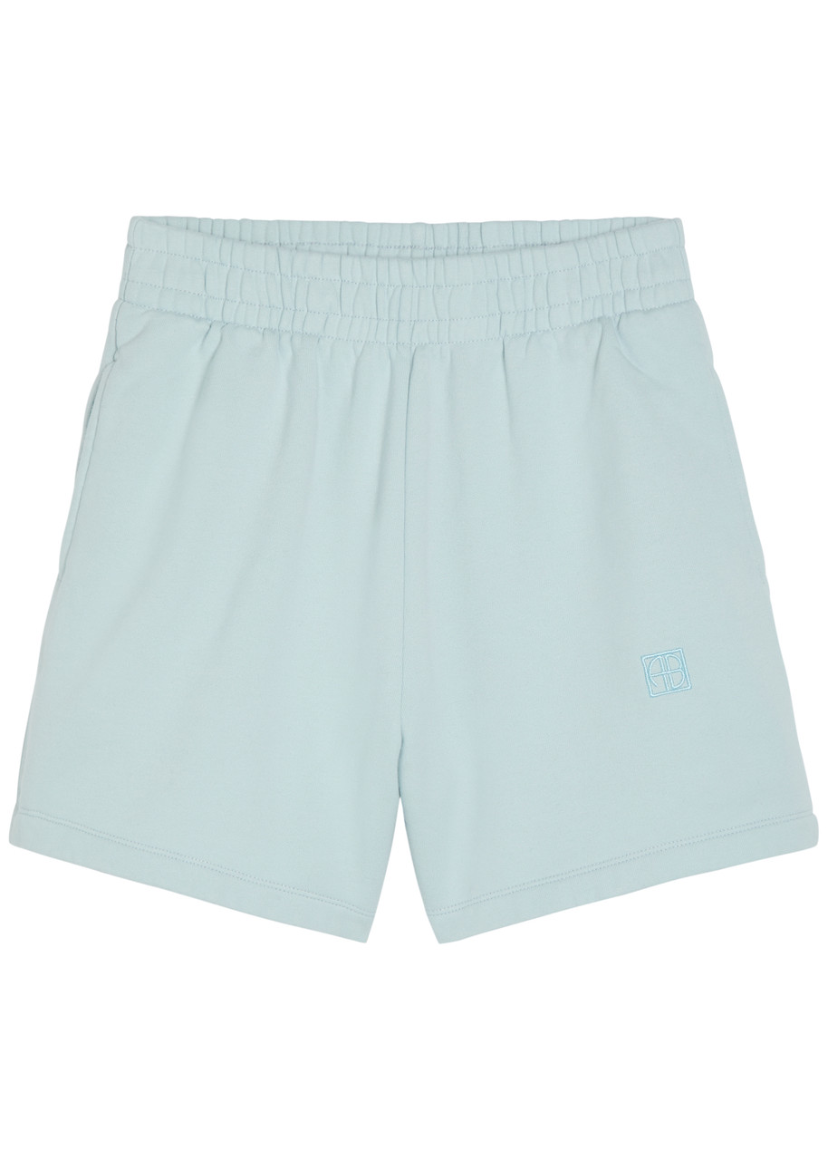 Anine Bing Kam Logo-embroidered Cotton Shorts – Light Blue