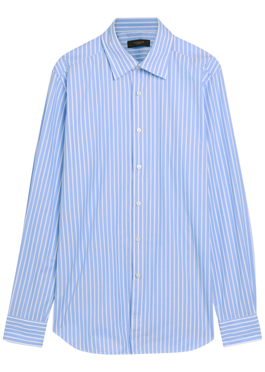Slowear Striped Cotton-poplin Shirt – Blue – IT Slowear Striped Cotton-poplin Shirt – Blue – IT