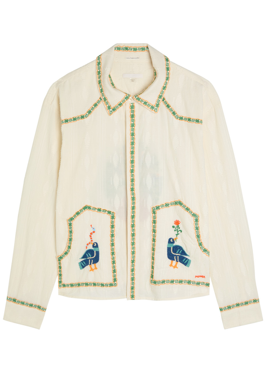 Mother The Peasent Poet Embroidered Cotton Shirt – White – S – S Mother The Peasent Poet Embroidered Cotton Shirt – White – S – S