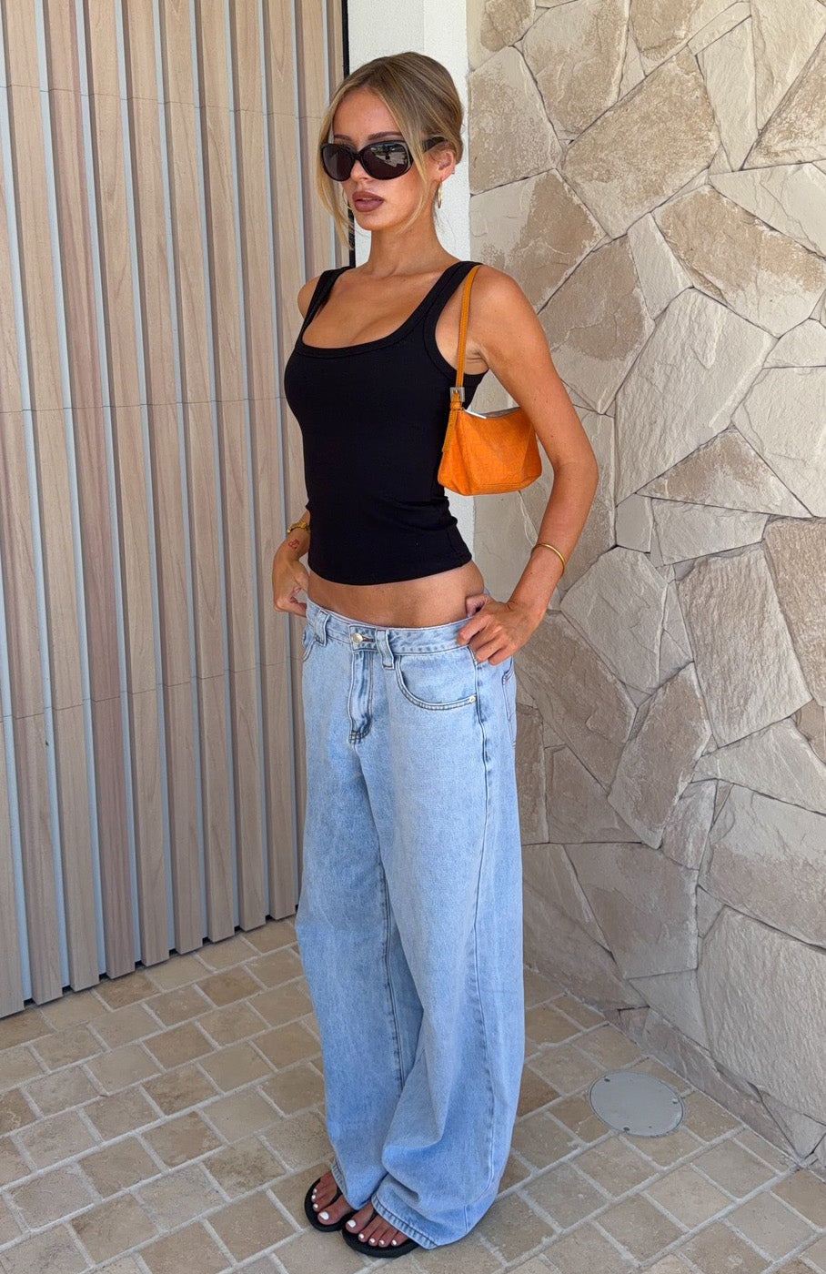 Clarissa Low Rise Wide Leg Jeans Mid Blue Clarissa Low Rise Wide Leg Jeans Mid Blue