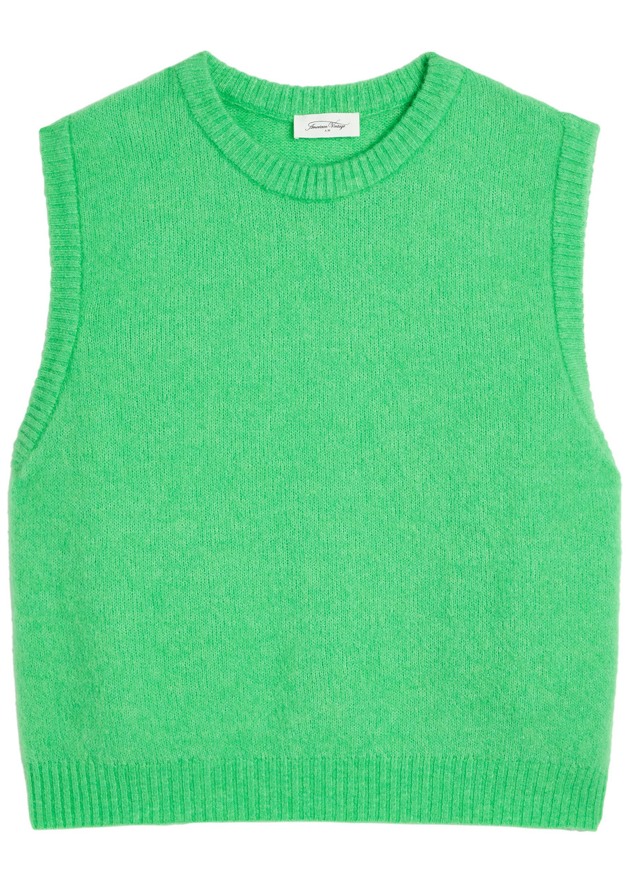 American Vintage Vitow Brushed Alpaca and Wool-blend Vest – Green – S – S American Vintage Vitow Brushed Alpaca and Wool-blend Vest – Green – S – S
