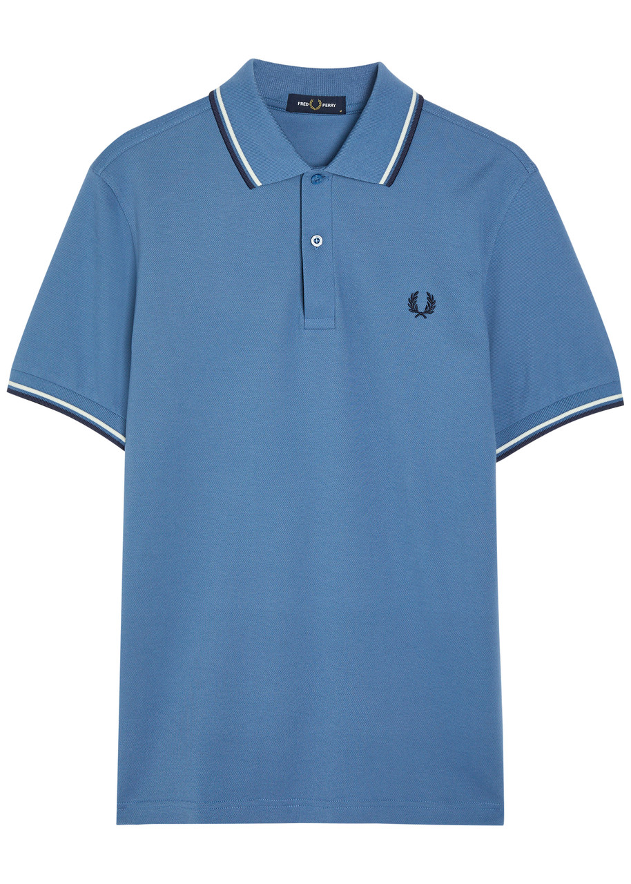 Fred Perry Twin Tipped Logo Piqu Cotton Polo Shirt – Blue