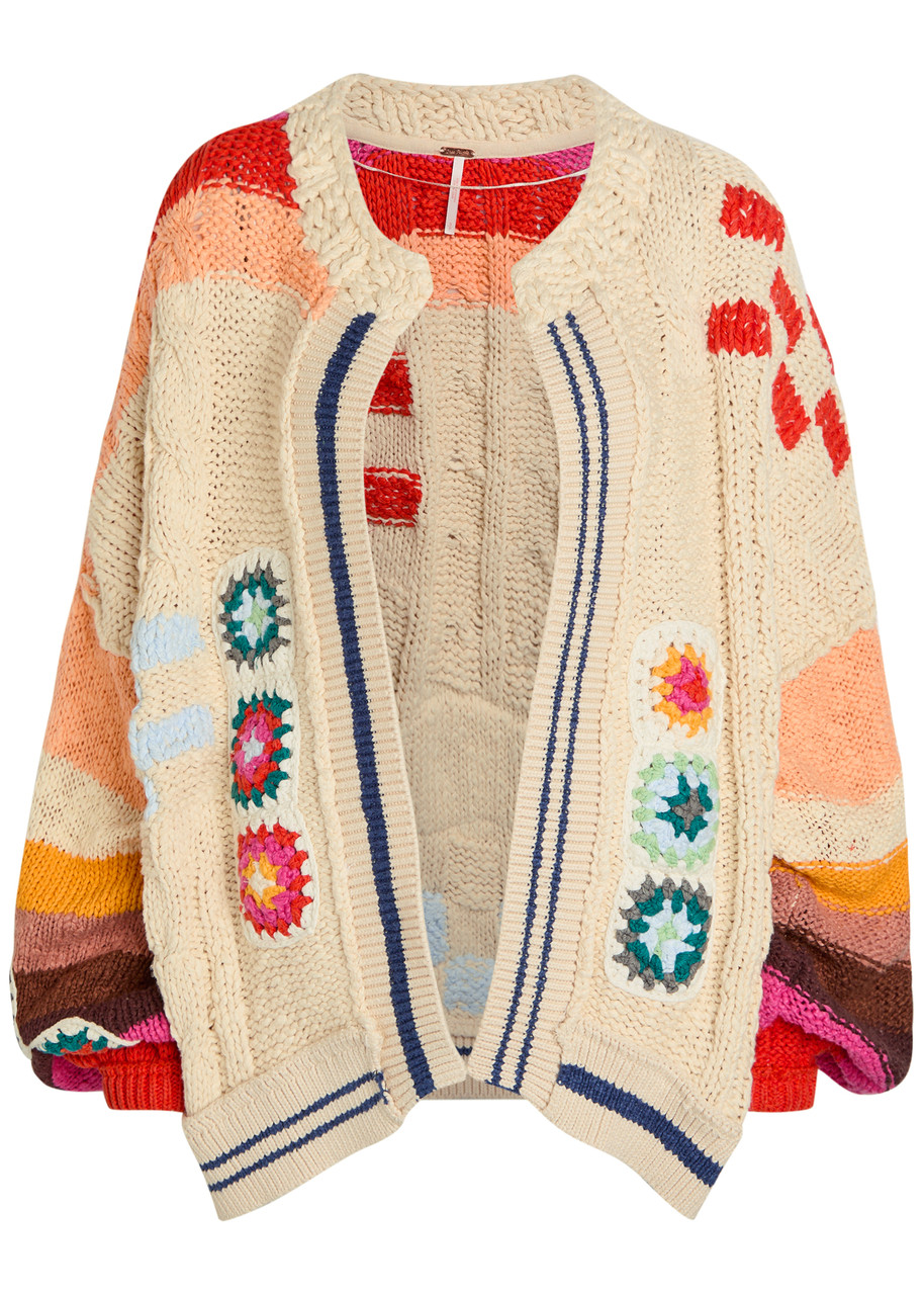 Free People Clear Skies Intarsia Cotton-blend Cardigan – Multicoloured – S – S