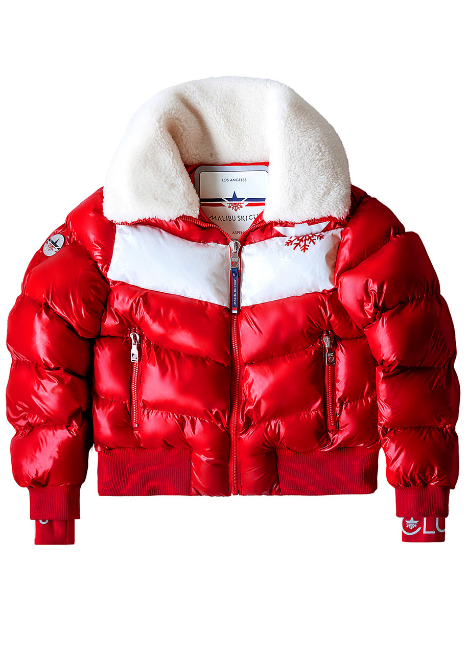 Malibu Ski Club Apres Slick Bomber Jacket – Red – L L Malibu Ski Club Apres Slick Bomber Jacket – Red – L L