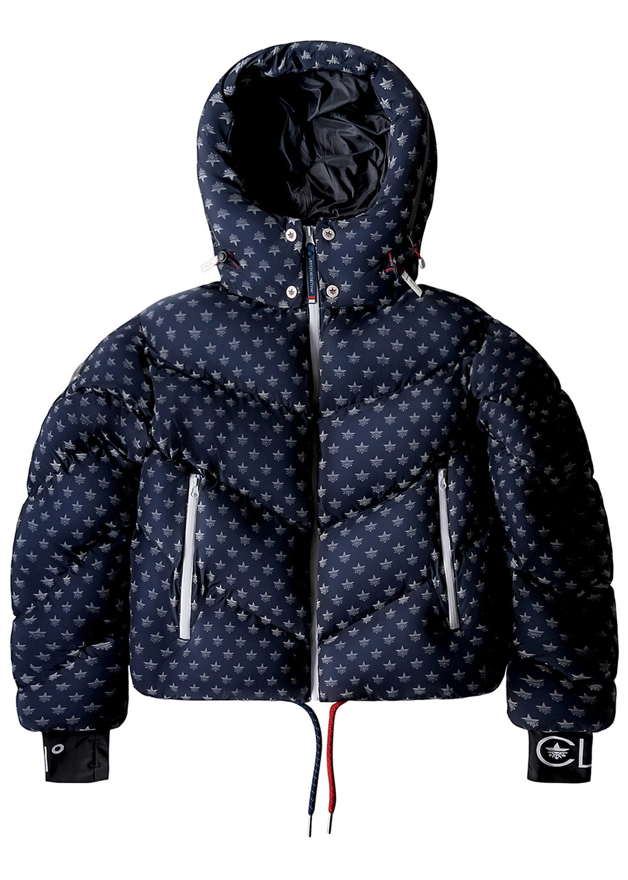 Malibu Ski Club Ditzy Cropped Puffer Jacket – Navy – M M Malibu Ski Club Ditzy Cropped Puffer Jacket – Navy – M M