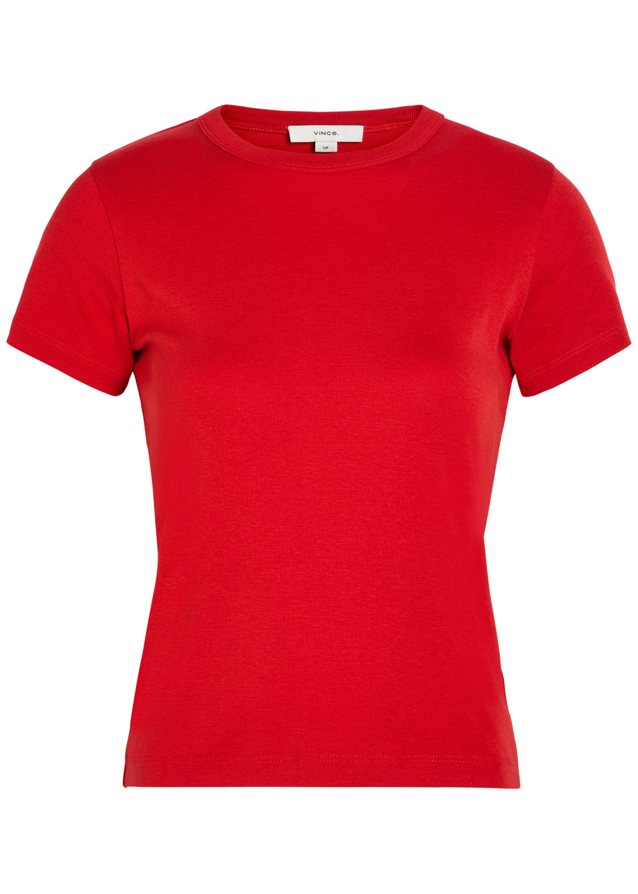 Vince Shrunken s Cotton and Modal-blend shirt – Red – M M Vince Shrunken s Cotton and Modal-blend shirt – Red – M M
