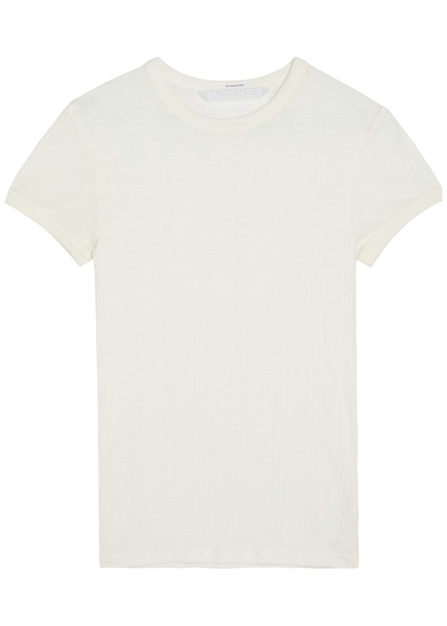 Mother The Itty Bitty Ringer Ribbed Cotton shirt – White – L L