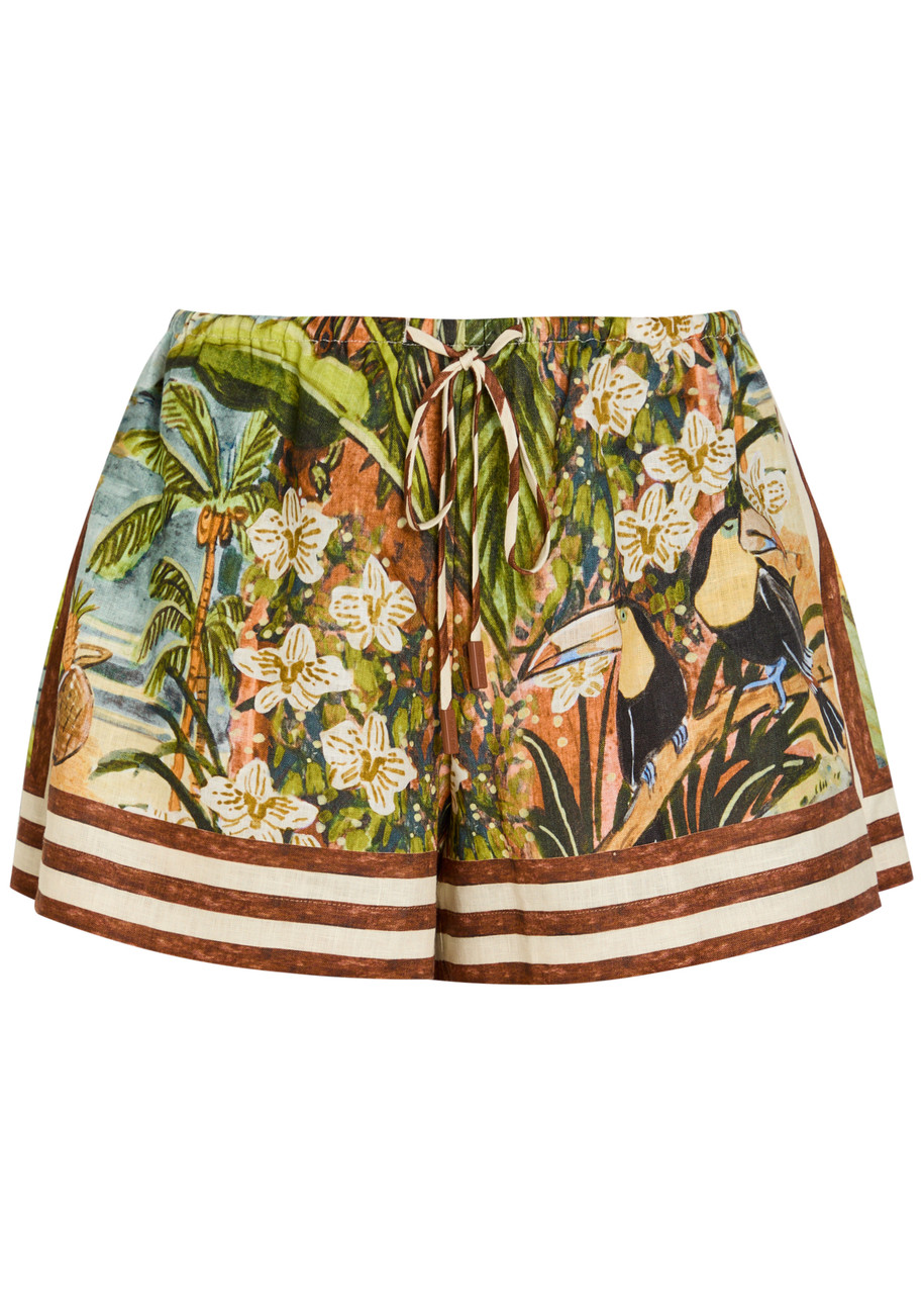 Alemais Toucan Tango Printed Linen Shorts – Multicoloured – S Alemais Toucan Tango Printed Linen Shorts – Multicoloured – S