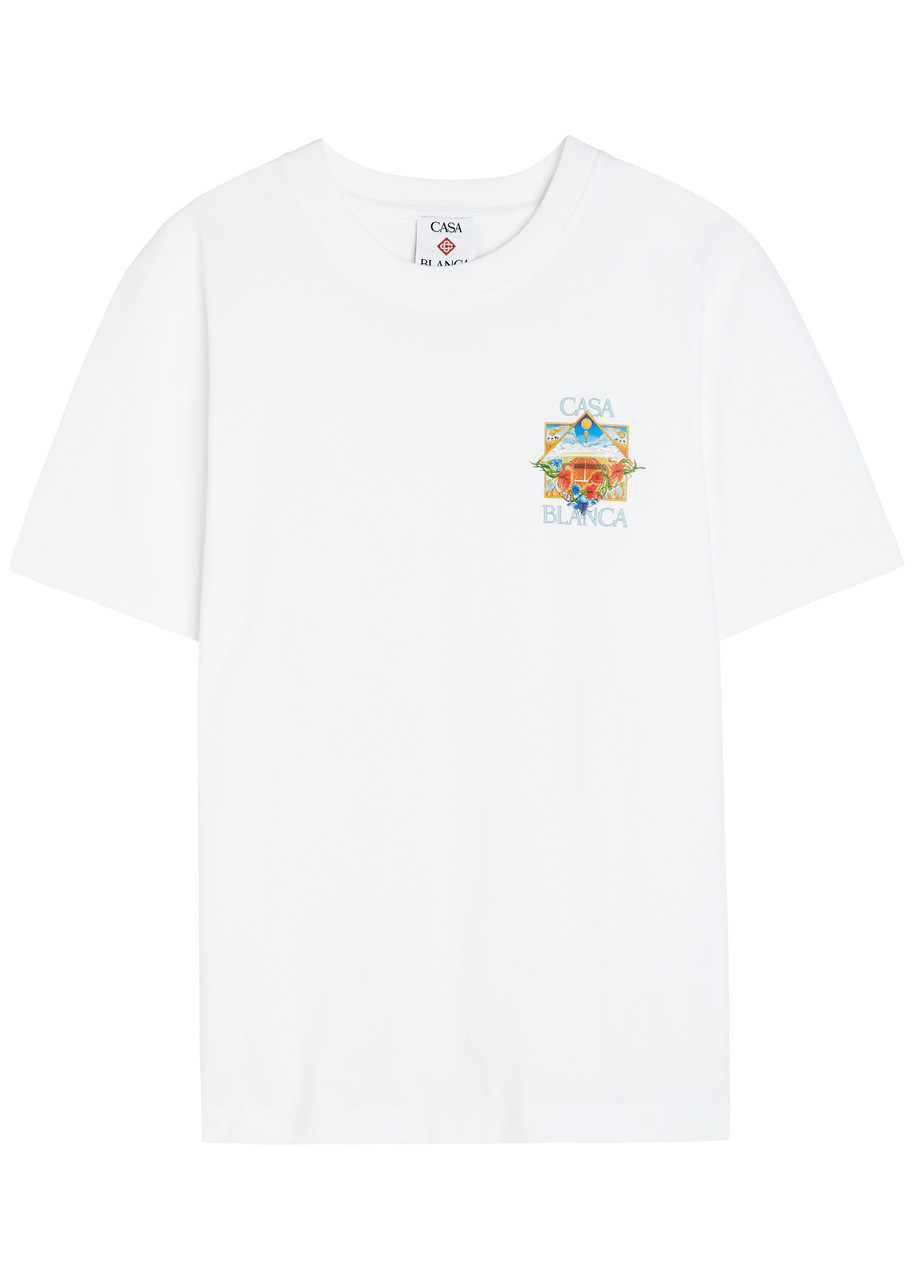 Casablanca Flower Court Icon Printed Cotton shirt – White Casablanca Flower Court Icon Printed Cotton shirt – White