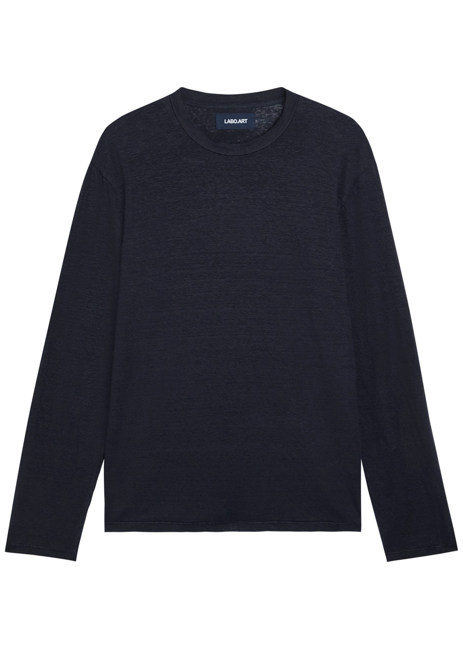 Labo.art Long Sleeve Linen-blend shirt – Navy – S