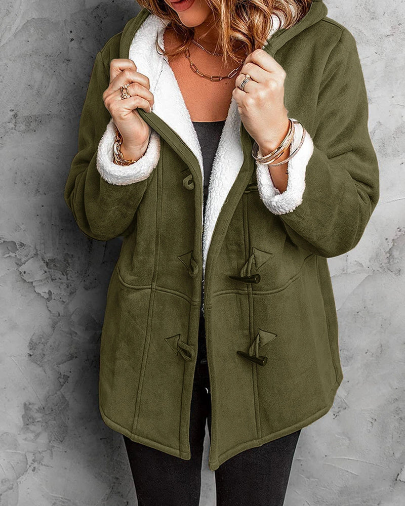 Fuzzy Fleece Lined Coat Mid-Length Suede Jacket – Army Green S Fuzzy Fleece Lined Coat Mid-Length Suede Jacket – Army Green S