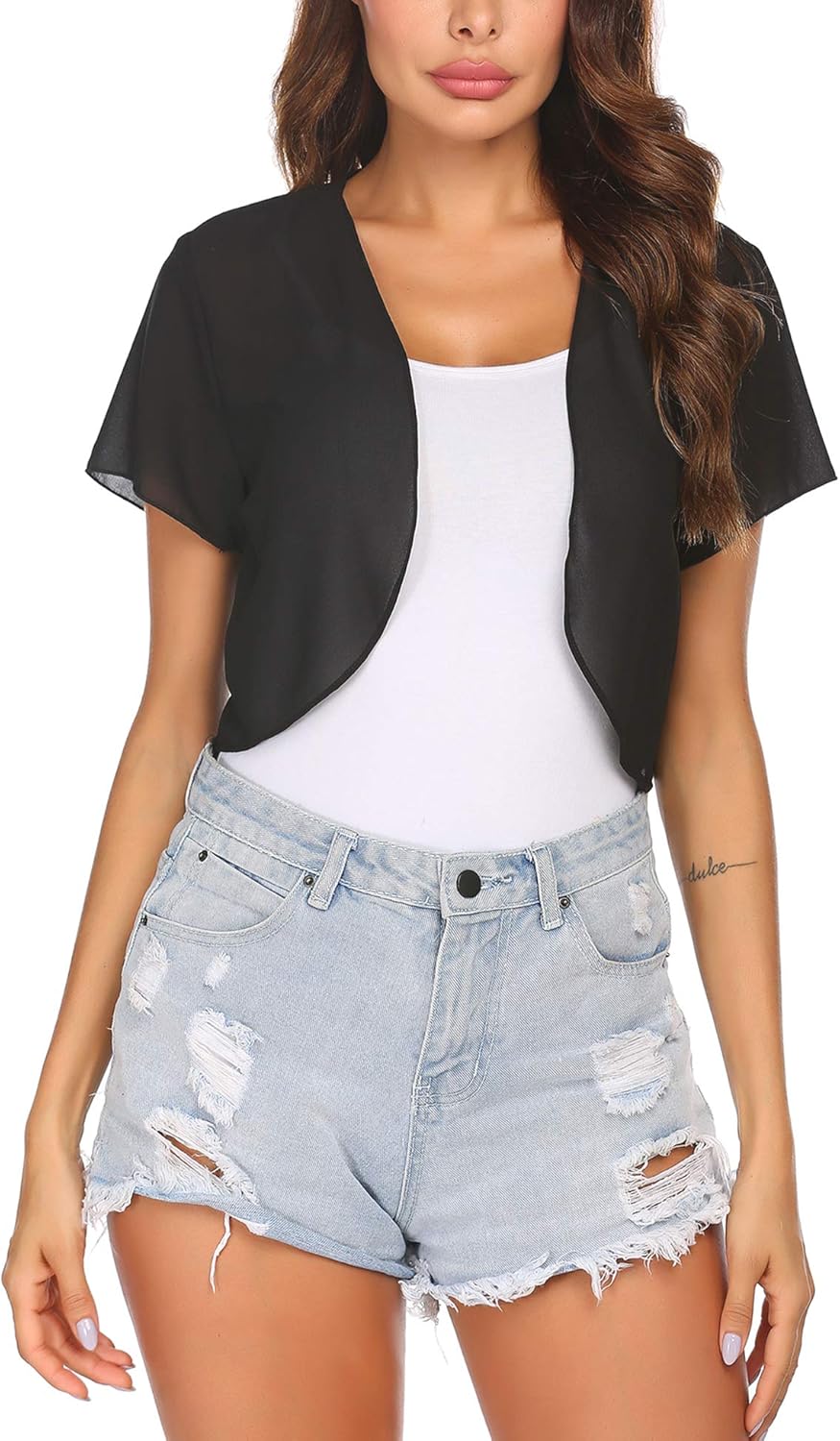 Zeagoo Bolero Chiffon Festive Short Sleeve Bolero Jacket Zeagoo Bolero Chiffon Festive Short Sleeve Bolero Jacket