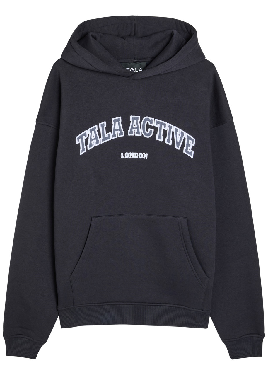 Tala Logo-embroidered Hooded Cotton-blend Sweatshirt – Navy – M M Tala Logo-embroidered Hooded Cotton-blend Sweatshirt – Navy – M M