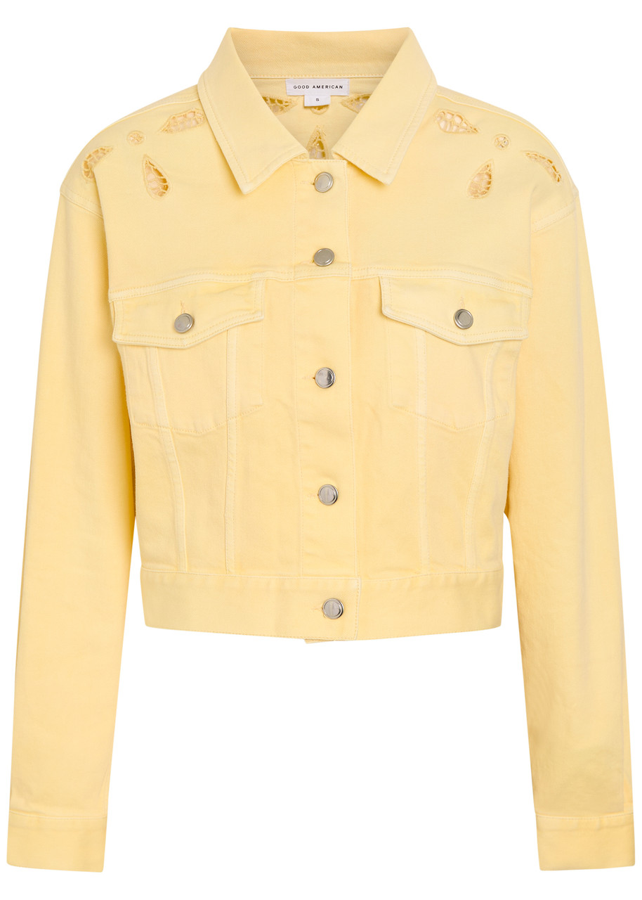 Good American Essential Cut-out Stretch-denim Jacket – Yellow – M M Good American Essential Cut-out Stretch-denim Jacket – Yellow – M M