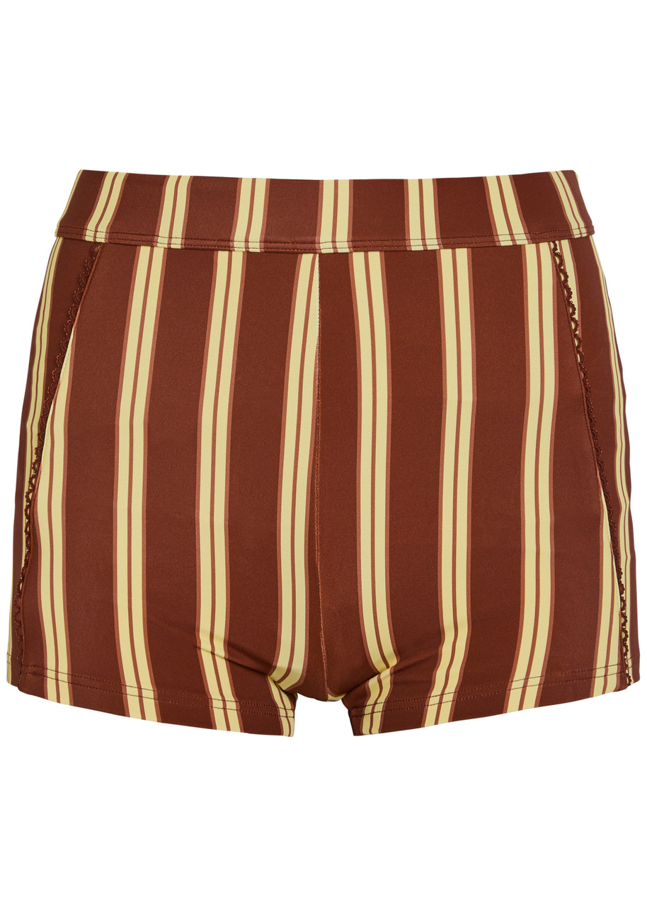 Damson Madder Trudi Striped Swim Shorts – Brown – Damson Madder Trudi Striped Swim Shorts – Brown –