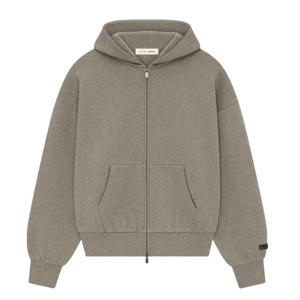 Fear of God Essentials Classic Full Zip-Up Hoodie Homestead Heather Fear of God Essentials Classic Full Zip-Up Hoodie Homestead Heather