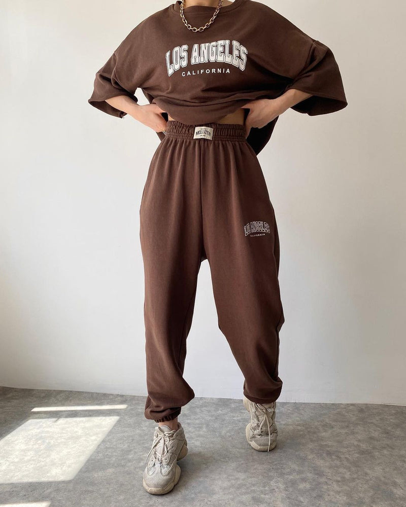 Two Piece Outfits Casual Lounge Sets Round Neck shirt Pullover with Pocket Joggers – Caramel Two Piece Outfits Casual Lounge Sets Round Neck shirt Pullover with Pocket Joggers – Caramel
