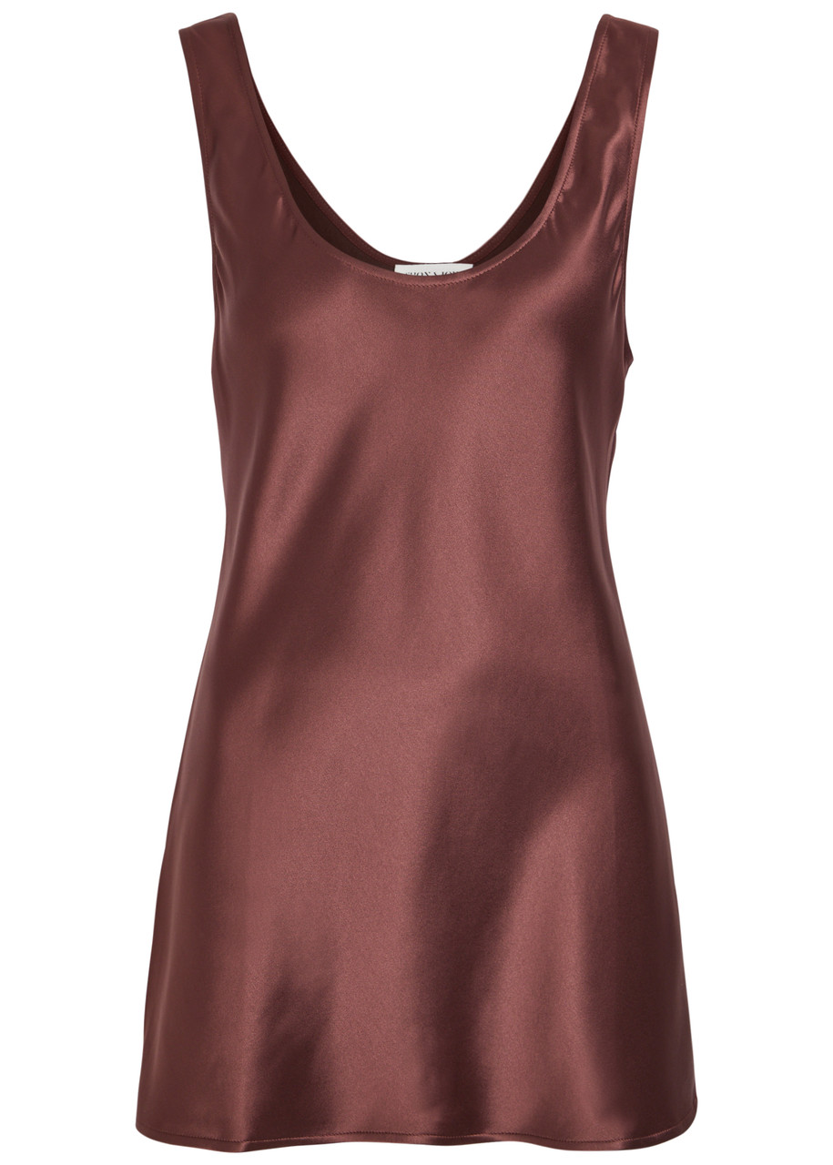 Shona Joy Savanna Scoop-neck Satin Tank top – Brown – M Shona Joy Savanna Scoop-neck Satin Tank top – Brown – M