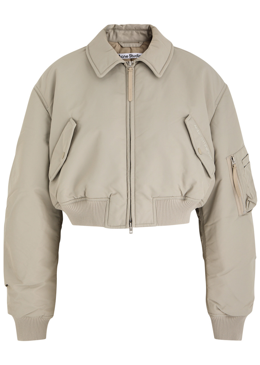 Acne Studios Cropped Nylon Bomber Jacket – Light Grey – L Acne Studios Cropped Nylon Bomber Jacket – Light Grey – L