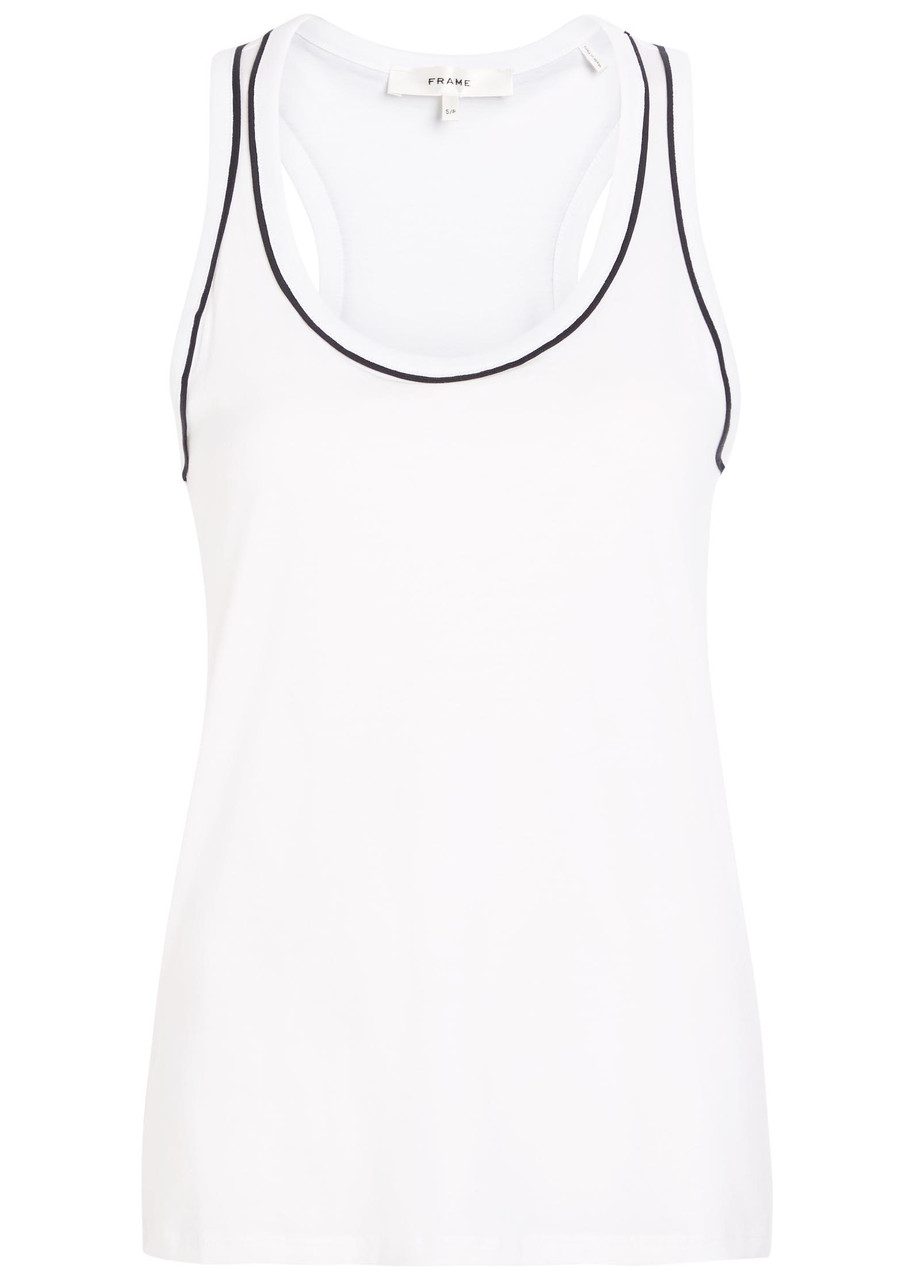 Frame The Ringer Pipe-trim Cotton Tank top – White – M M