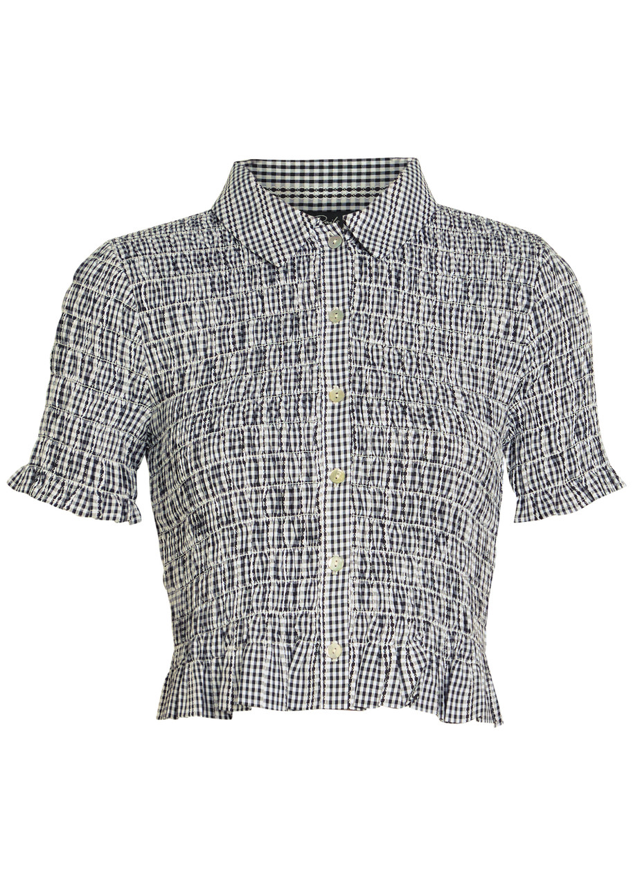 Rails Alton Smocked Gingham Cotton-poplin Shirt – Black – L L Rails Alton Smocked Gingham Cotton-poplin Shirt – Black – L L