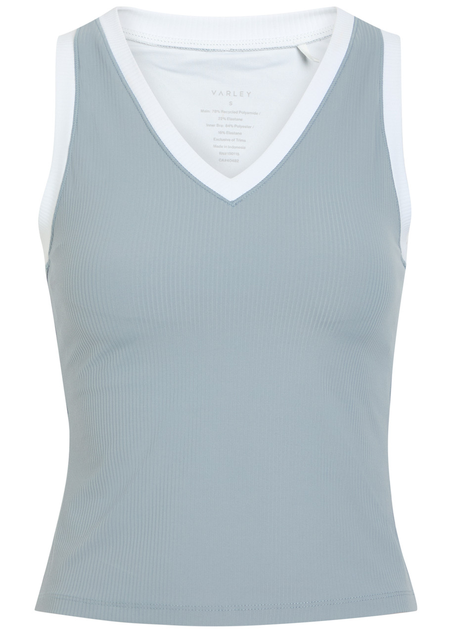 Varley Chia V-neck Stretch-jersey Tank top – Grey – L L Varley Chia V-neck Stretch-jersey Tank top – Grey – L L