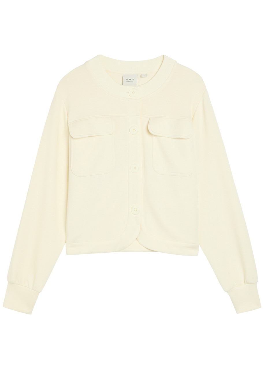 Varley Hartwell Button-through Stretch-jersey Cardigan – Cream – L L Varley Hartwell Button-through Stretch-jersey Cardigan – Cream – L L