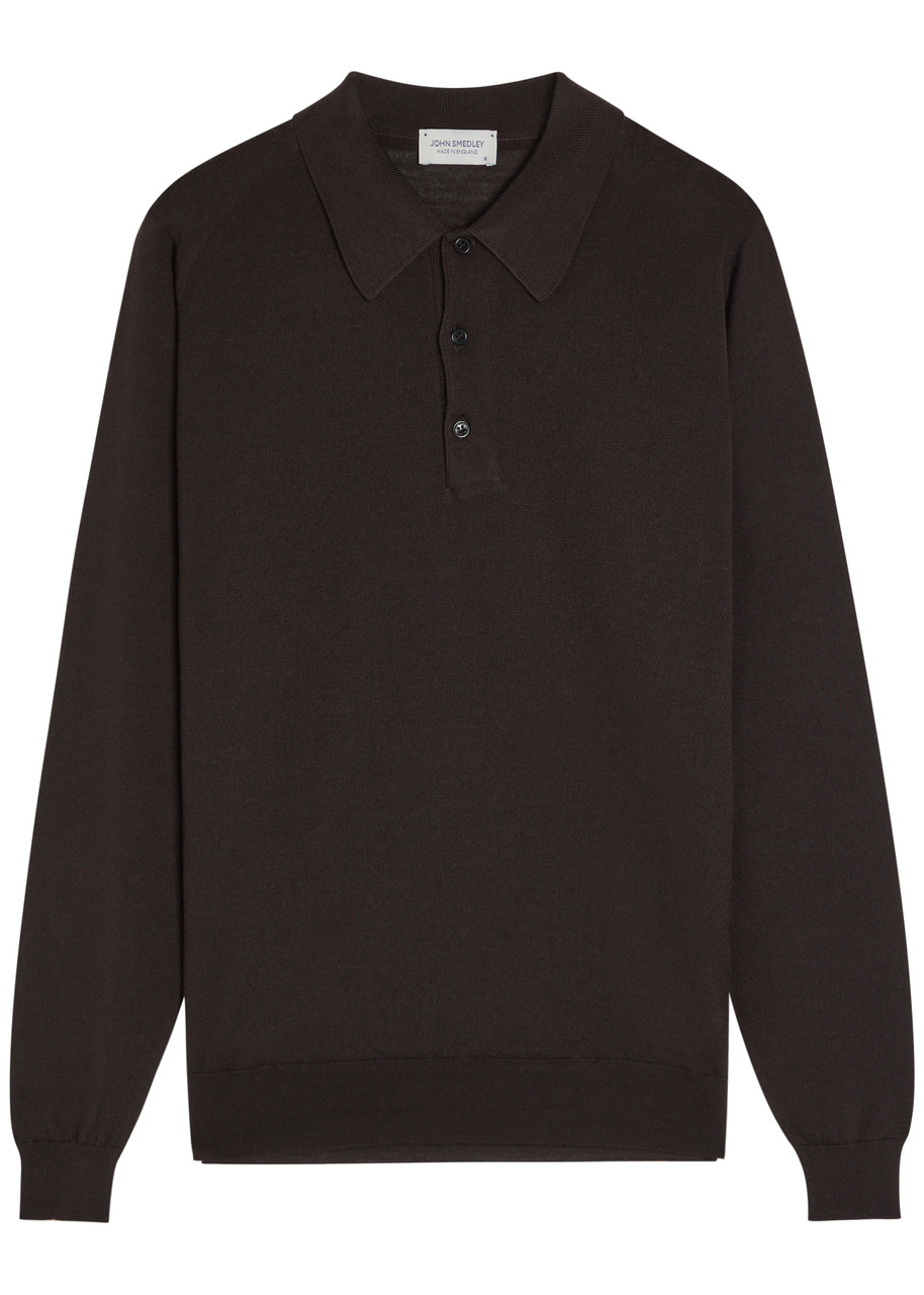John Smedley Caverhill Merino Wool Polo Shirt – Brown