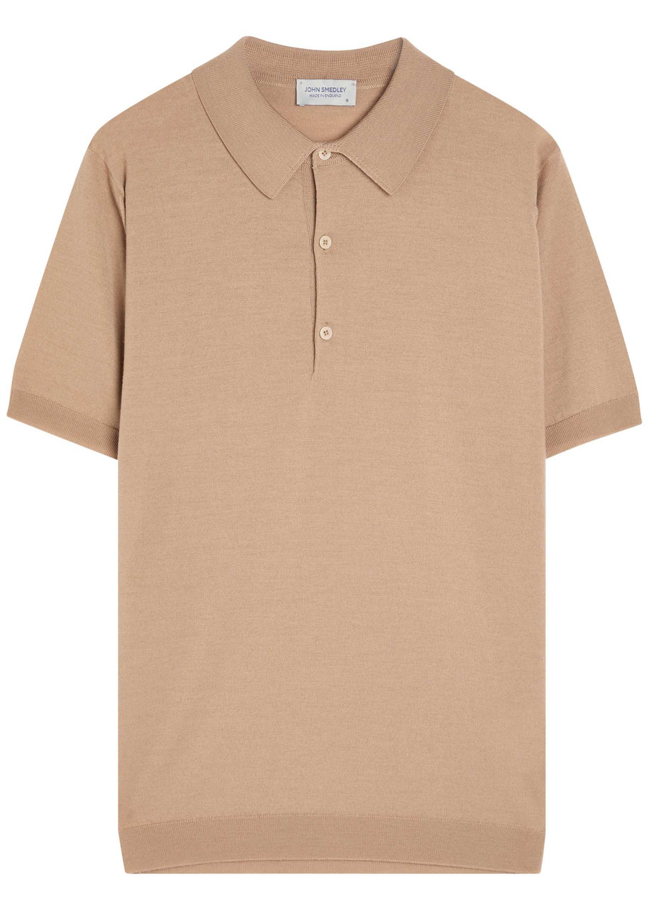 John Smedley Macloud Merino Wool Polo Shirt – Beige