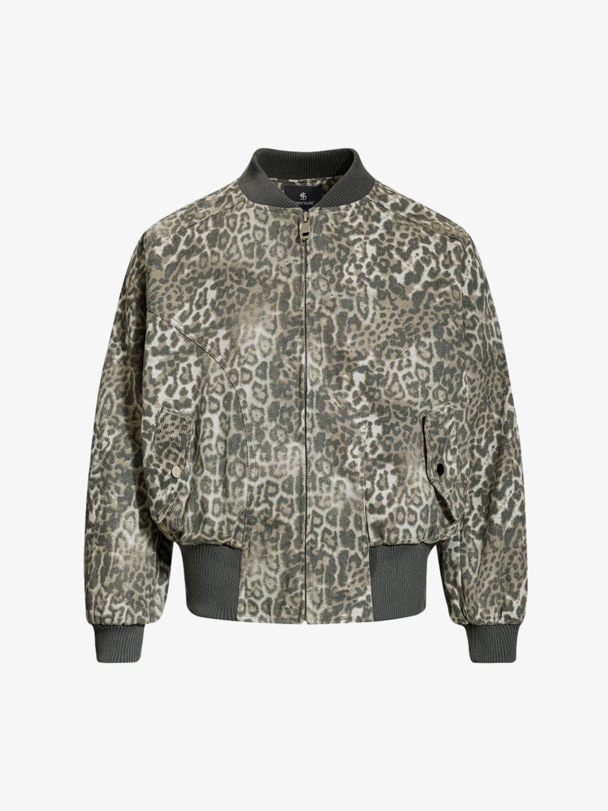 Vintage Leopard Print Bomber Jacket