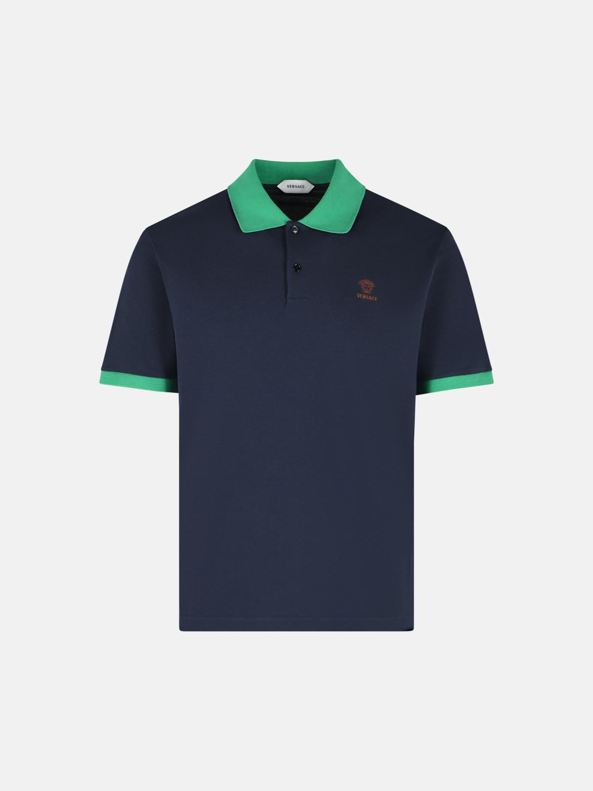 VERSACE Dark Navy Cotton Polo Shirt VERSACE Dark Navy Cotton Polo Shirt