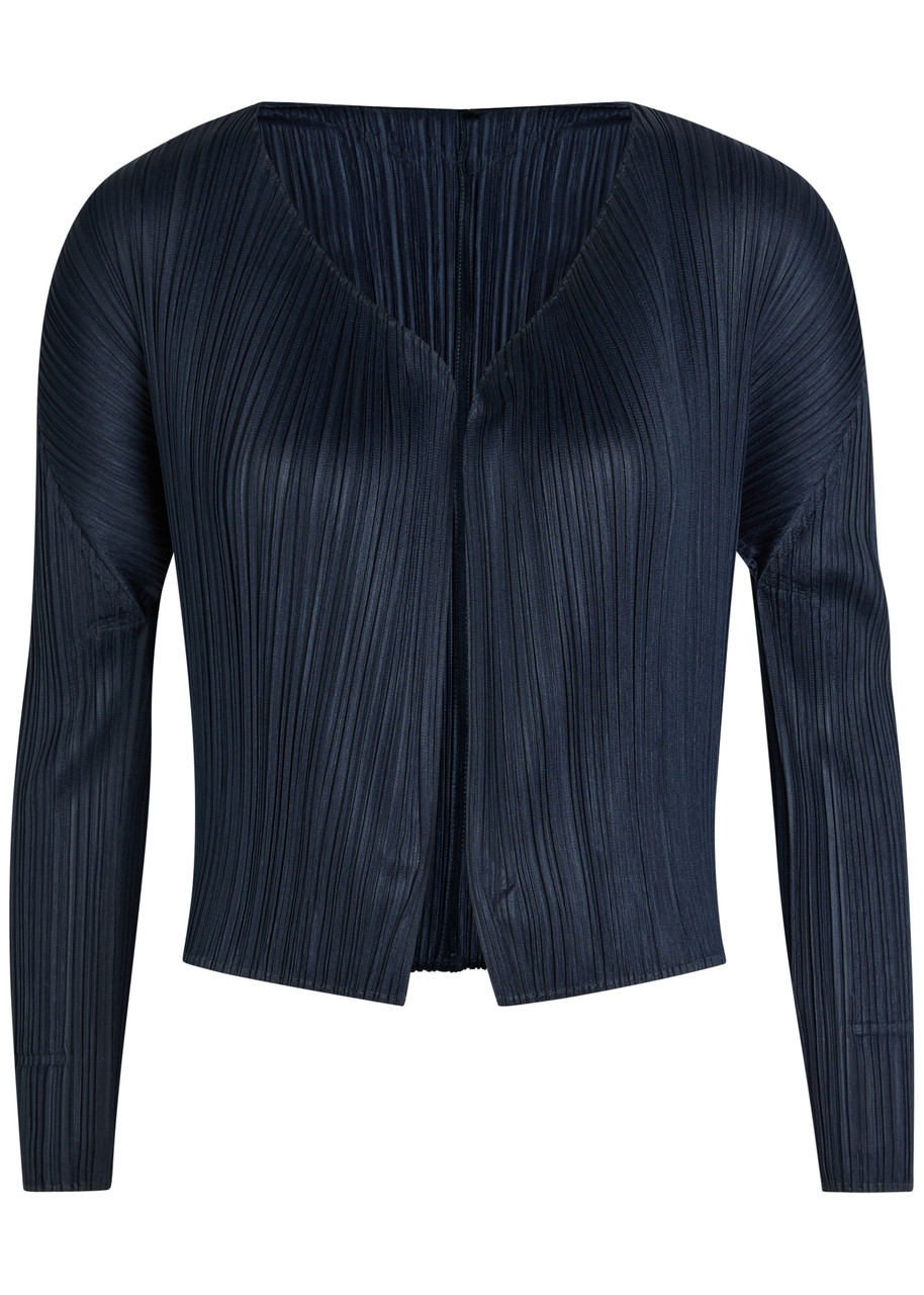 Pleats Please Issey Miyake Pleated Woven Cardigan – Navy Pleats Please Issey Miyake Pleated Woven Cardigan – Navy