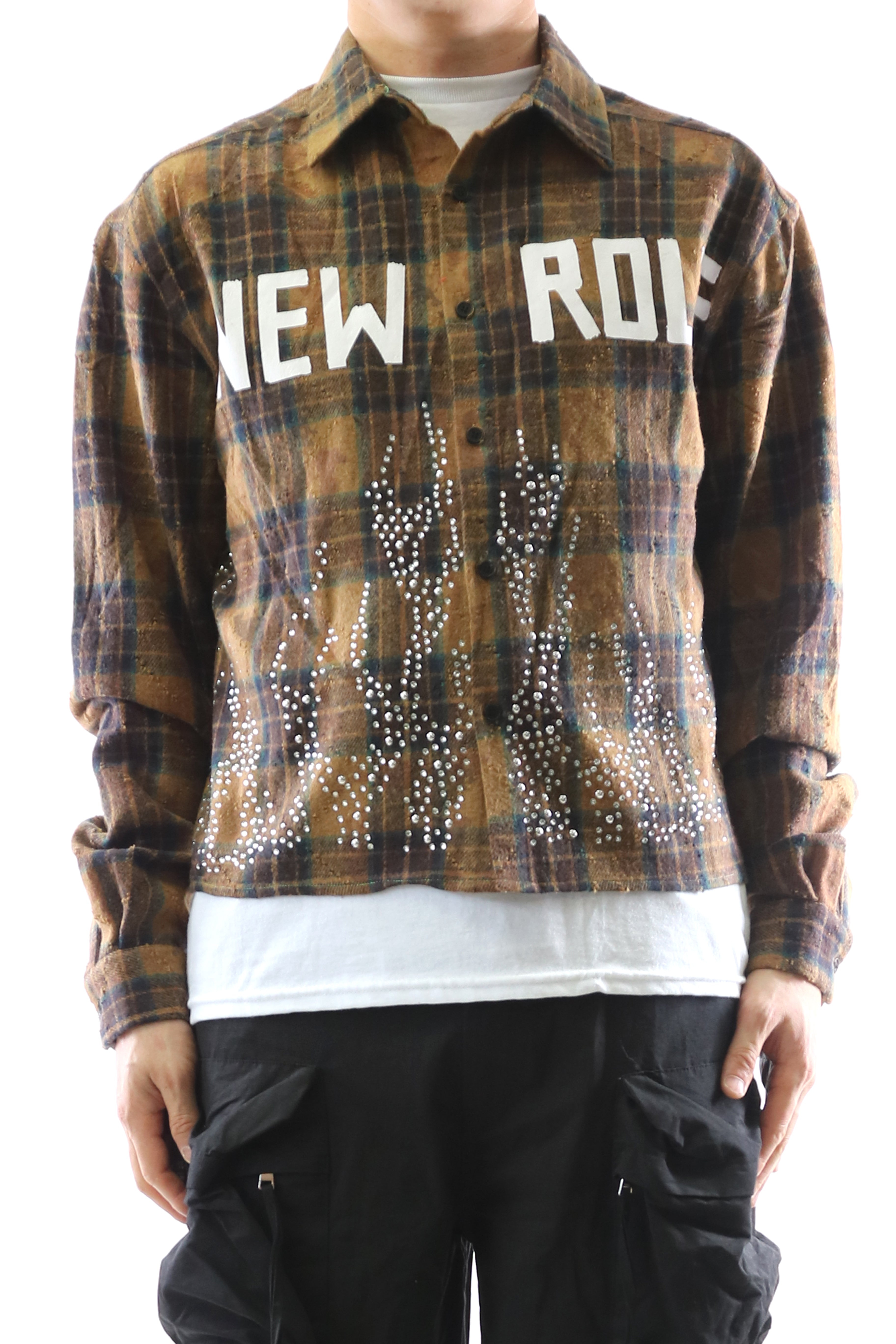 KLEEPSTONE Heavy Flannel Crop Top Button Down Shirt