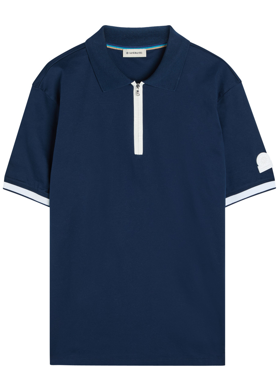 Sandbanks Logo Cotton Polo Shirt – Navy Sandbanks Logo Cotton Polo Shirt – Navy