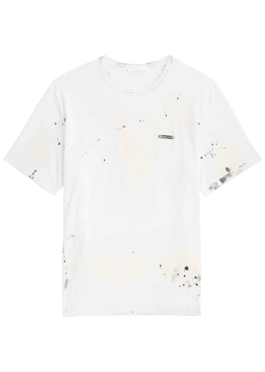 Helmut Lang Distressed Printed Cotton shirt – White Helmut Lang Distressed Printed Cotton shirt – White