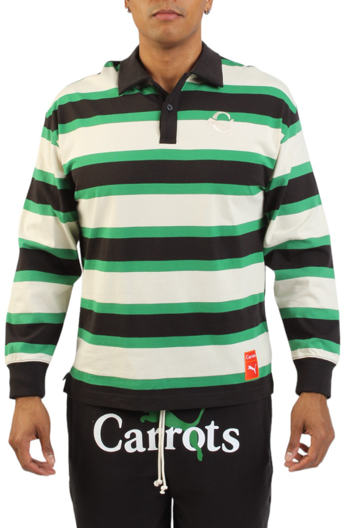 Men PUMA x Carrots Striped Rugby Shirt Archive Green Shirts M Archive Green Men PUMA x Carrots Striped Rugby Shirt Archive Green Shirts M Archive Green