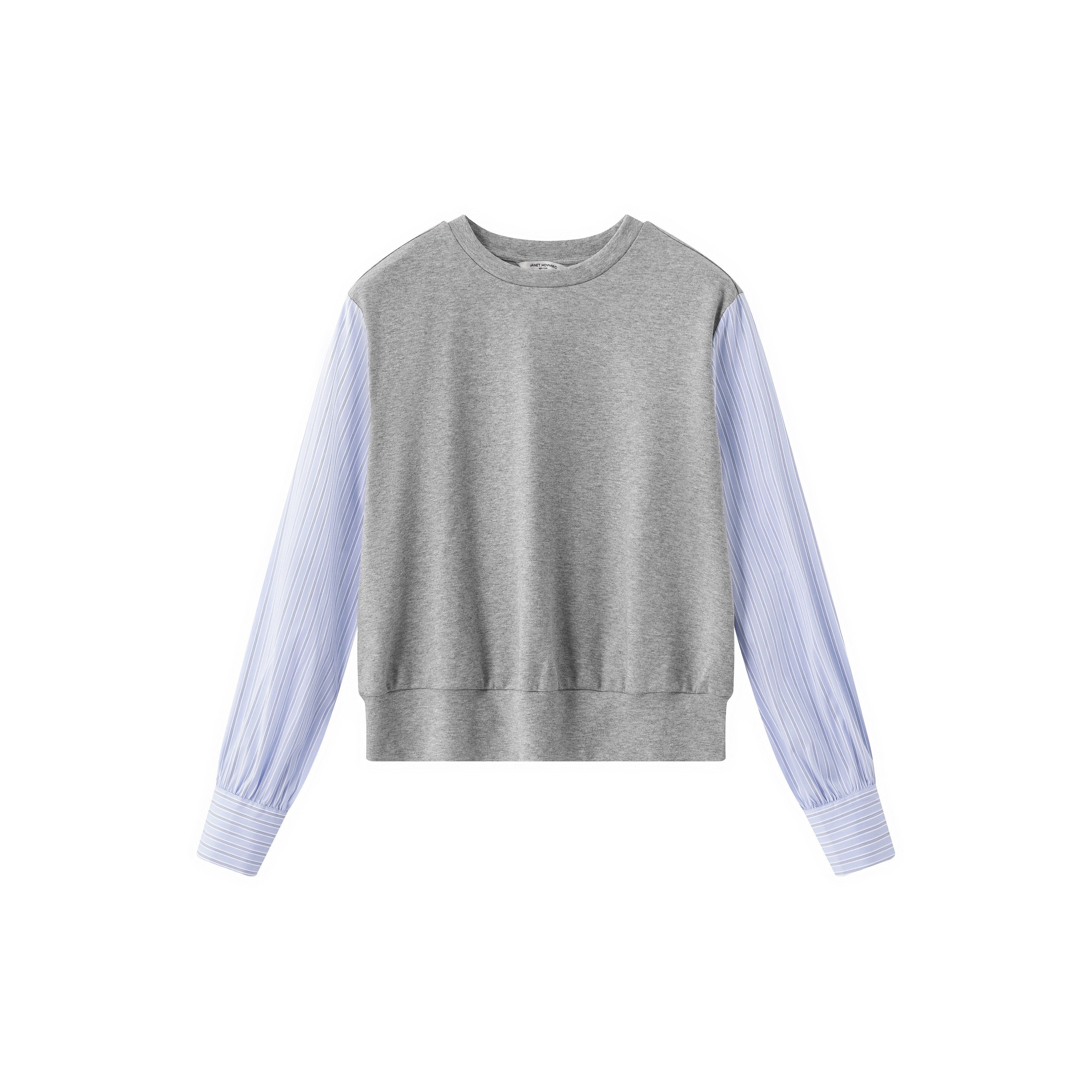 Sweatshirt w Banker Stripe Sleeves – Heather Grey