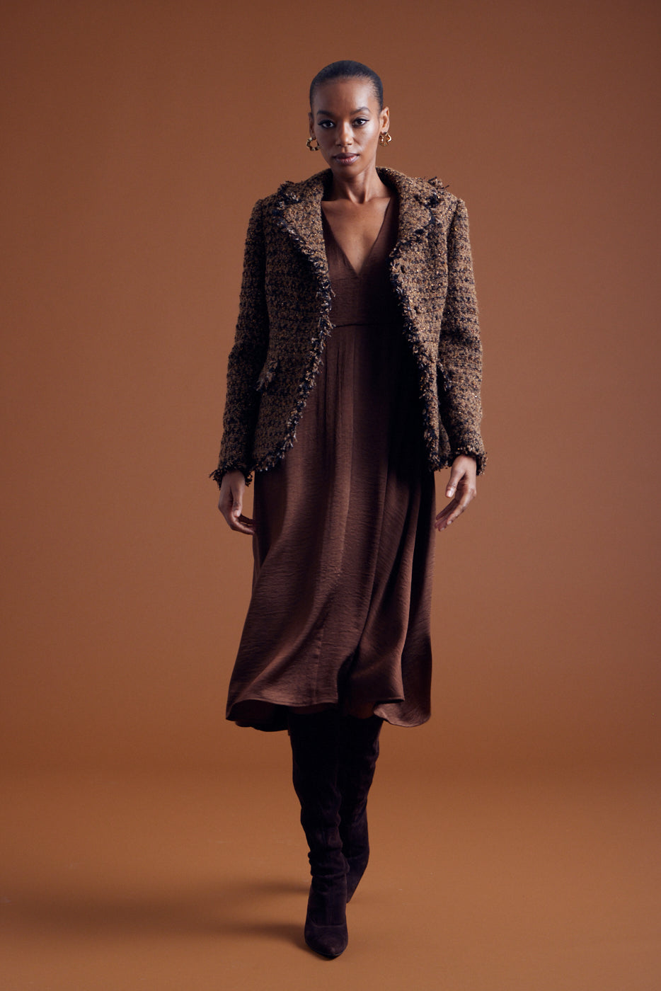 Teddy Raw Edge Blazer – Chocolate Black