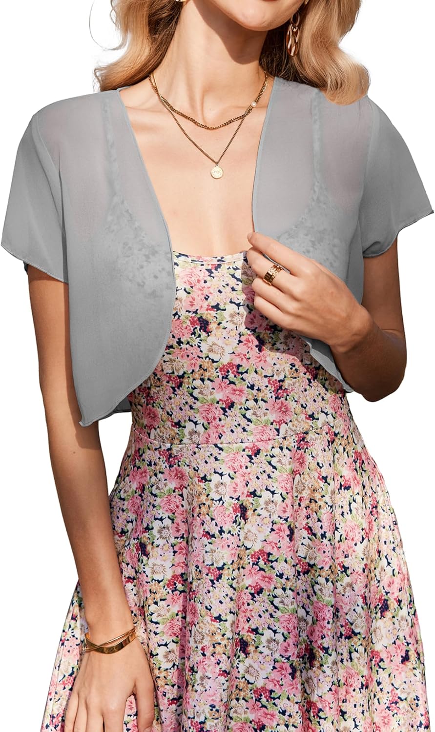 Zeagoo Bolero Chiffon Festive Short Sleeve Bolero Jacket Zeagoo Bolero Chiffon Festive Short Sleeve Bolero Jacket