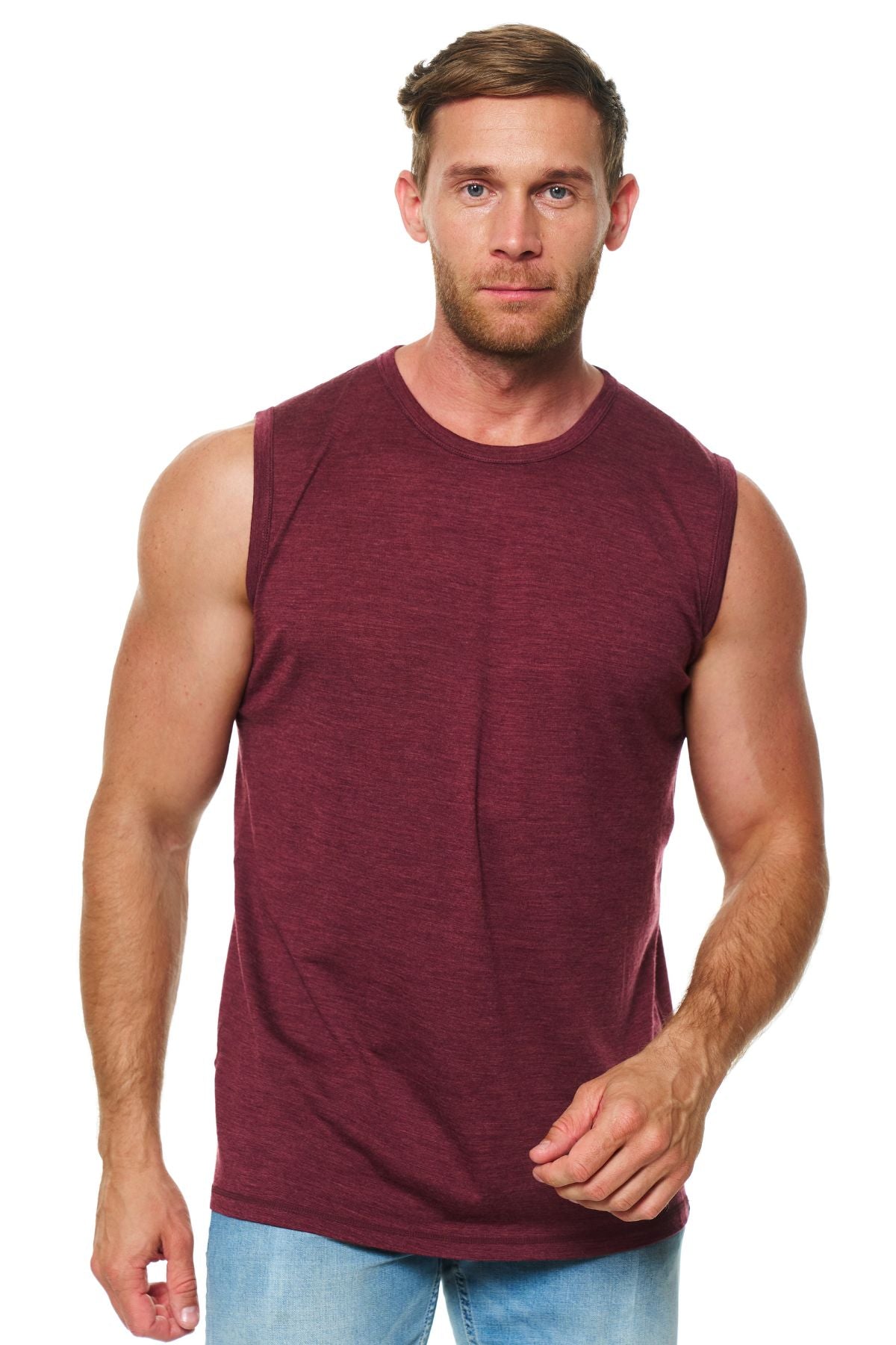 Men’s Merino Wool Tank Top Burgundy