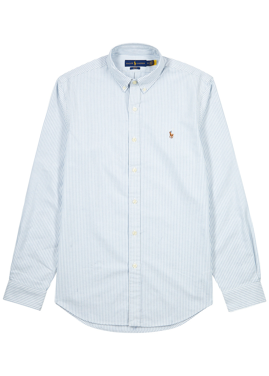 Polo Ralph Lauren Striped Piqu Cotton Oxford Shirt – Blue And White