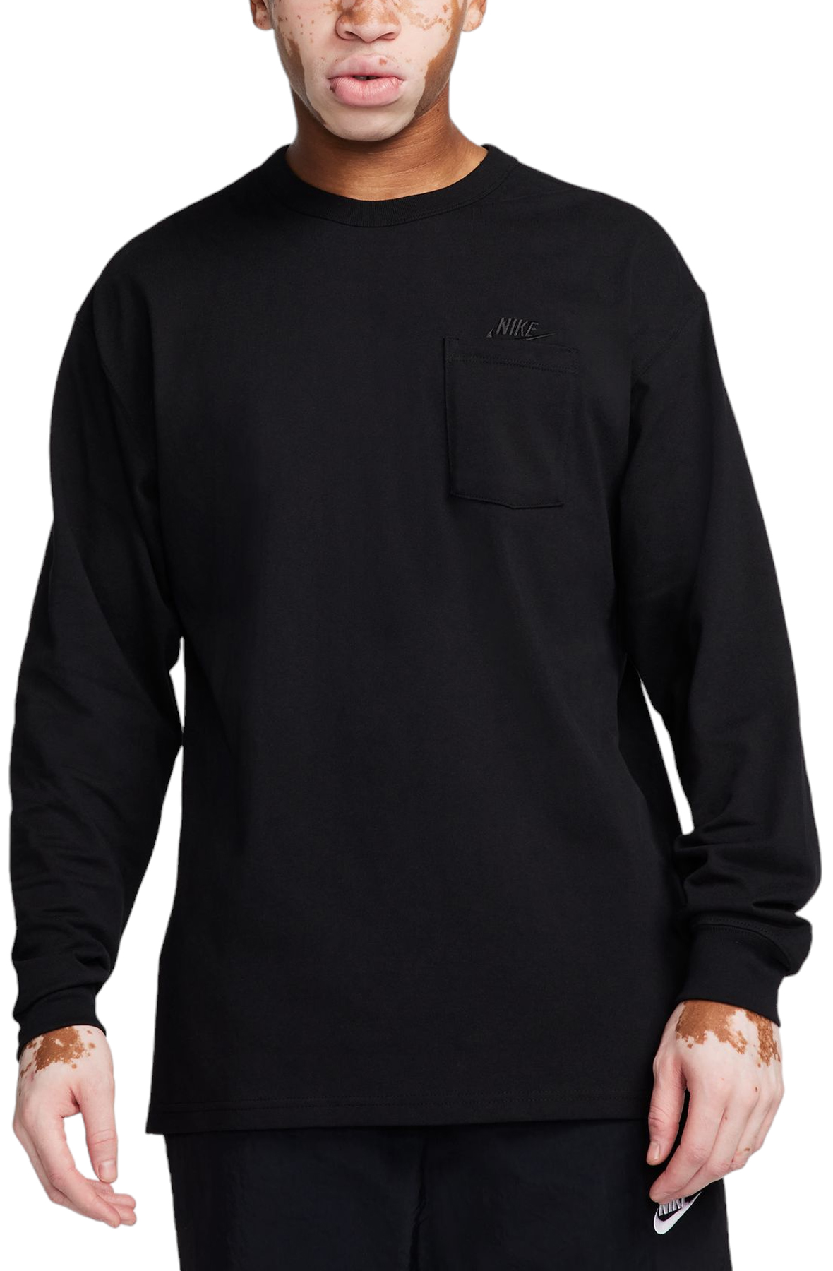 Men Sportswear Premium Essentials Long-Sleeve Pocket Shirt Black shirts Black