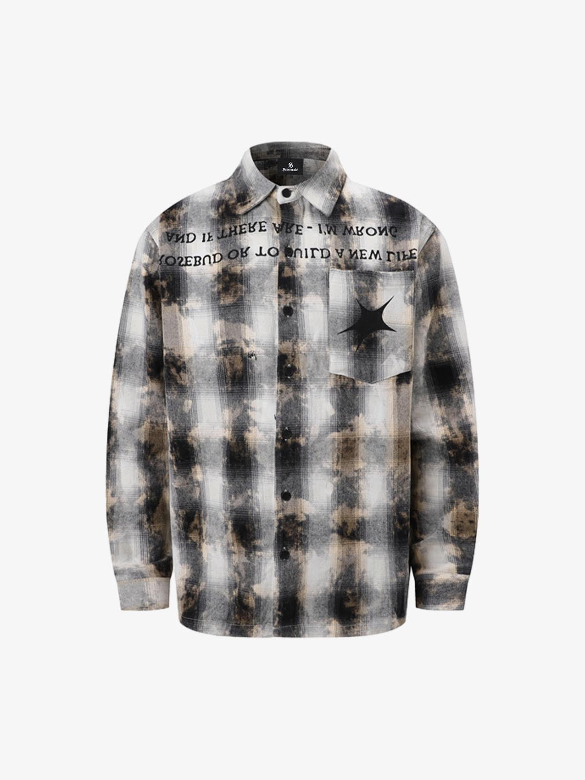 Streetwear Washed Distressed Plaid Long Sleeve Shirt Streetwear Washed Distressed Plaid Long Sleeve Shirt