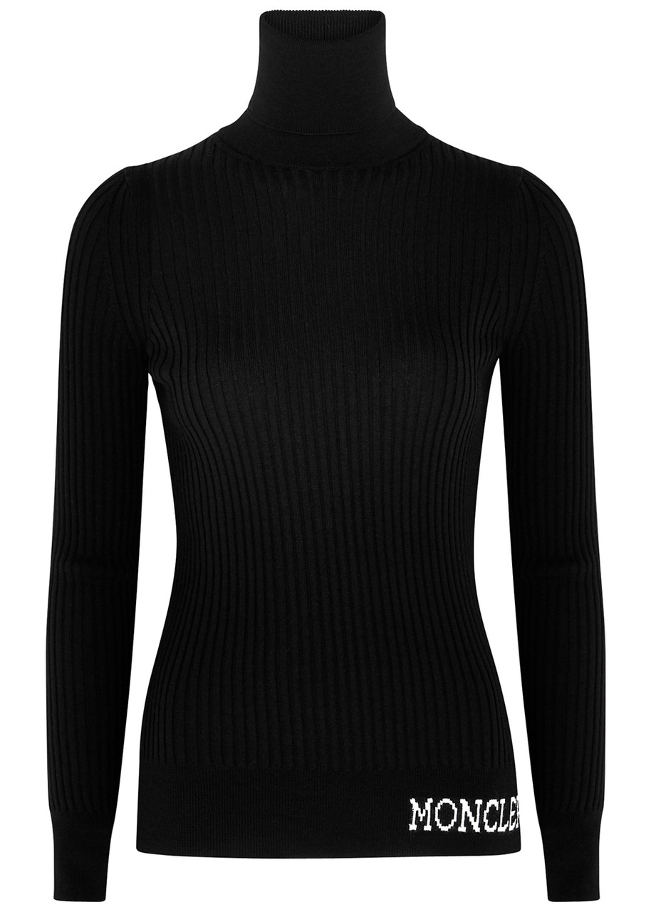 Moncler Ciclista Grey Ribbed Wool Jumper – Black