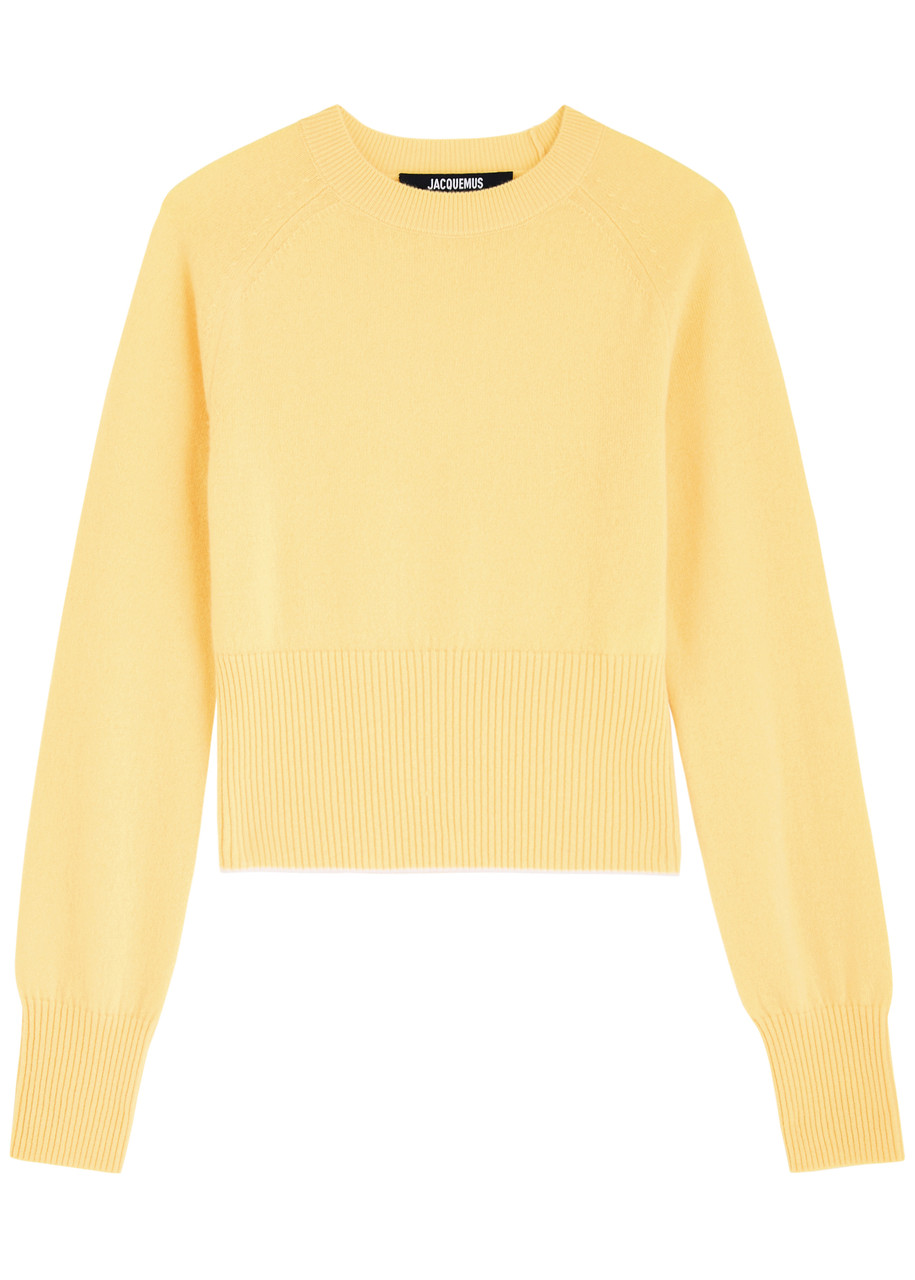 Jacquemus La Maille Soglia Cashmere-blend Jumper – Yellow Light – S Jacquemus La Maille Soglia Cashmere-blend Jumper – Yellow Light – S