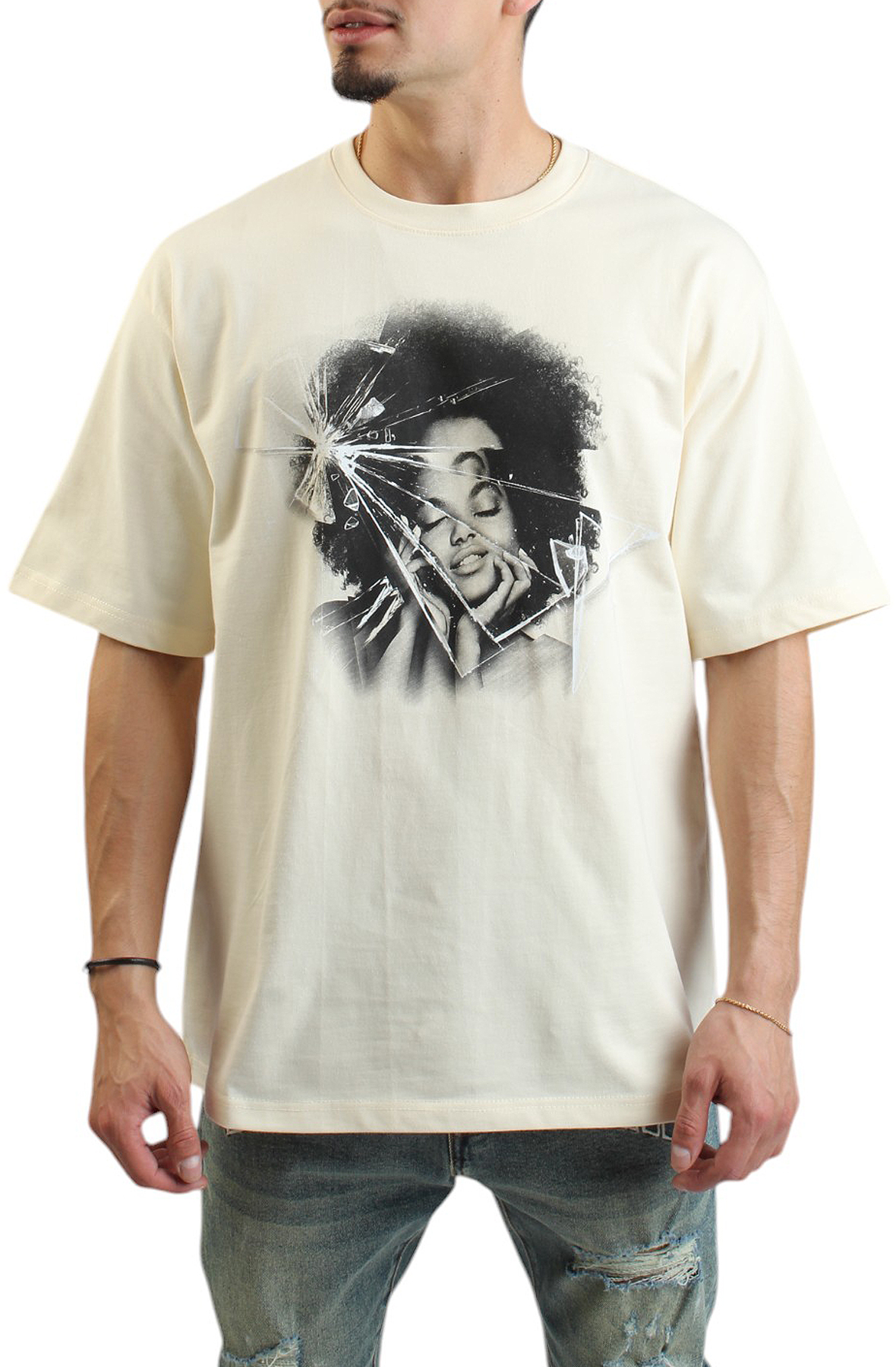 Men Little Broken Heavyweight Oversized Shirt Eggshell shirts Eggshell