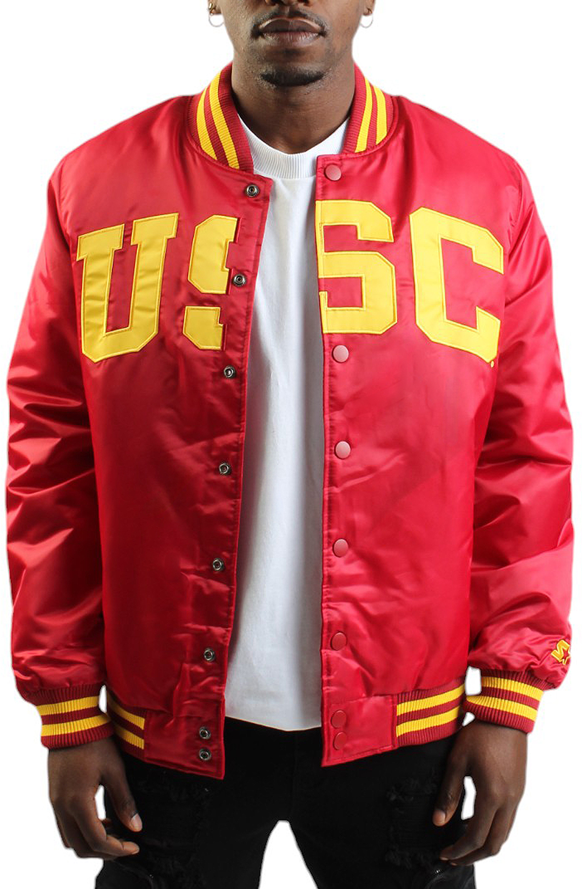 Men NCAA C Satin Varsity Jacket Jackets Red