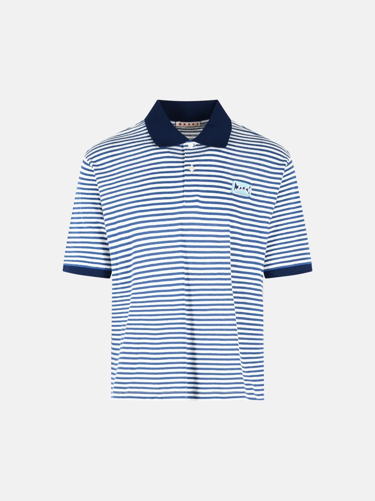 MARNI Two-Tone Linen Blend Polo Shirt MARNI Two-Tone Linen Blend Polo Shirt