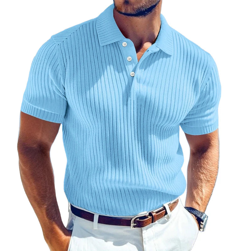 Men’s Casual Solid Color Soft Knit Lapel Slim Short Sleeve Polo Shirt Sweater MTAEM Men’s Casual Solid Color Soft Knit Lapel Slim Short Sleeve Polo Shirt Sweater MTAEM
