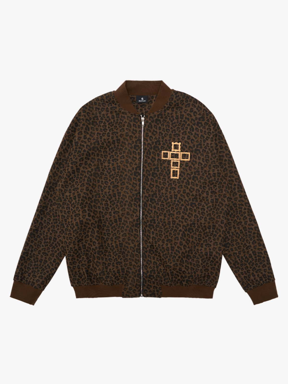 SUPM Letter Graffiti Cross Frame Leopard Print Set – Leopard Jacket Only